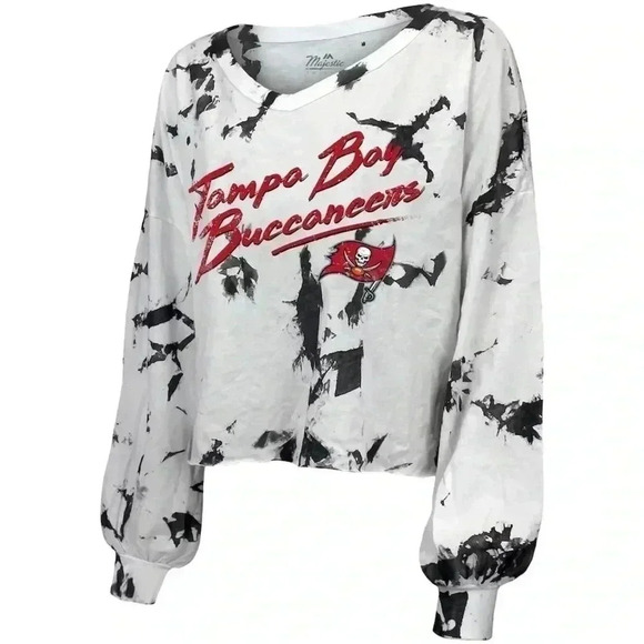 NWT Women's Majestic  Threads Tom Brady Tampa Bay Off-Shoulder Long Sleeve S - Picture 2 of 7